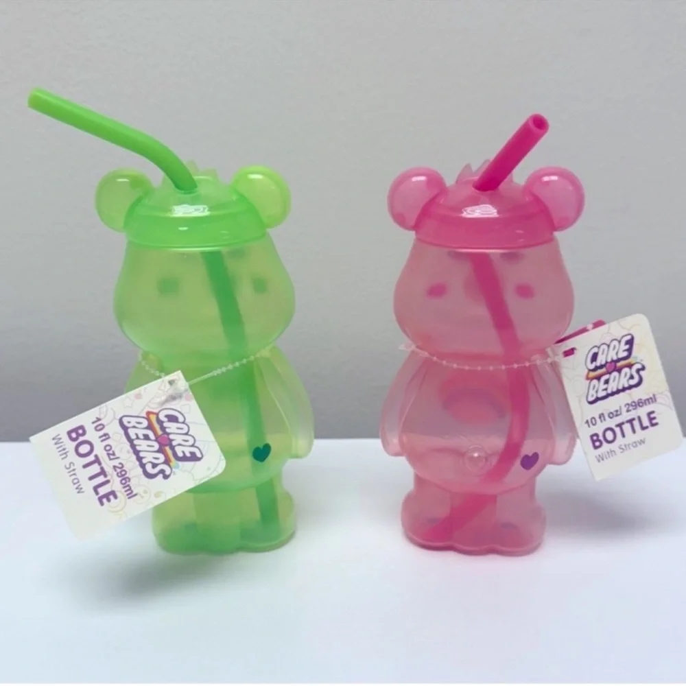 New Target Bullseye Playground set of 2 Care Bear Drinkware Kids Cups w/ straws